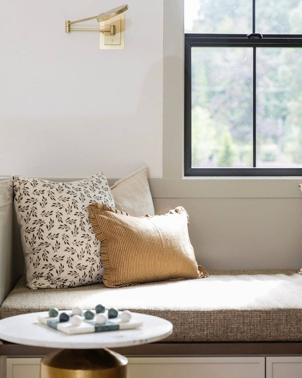 Linen & James - Wholesale Throw Pillow Cover - Foster | Brown Tan Pleated Ruffle Linen Stripe Pillow Cover9