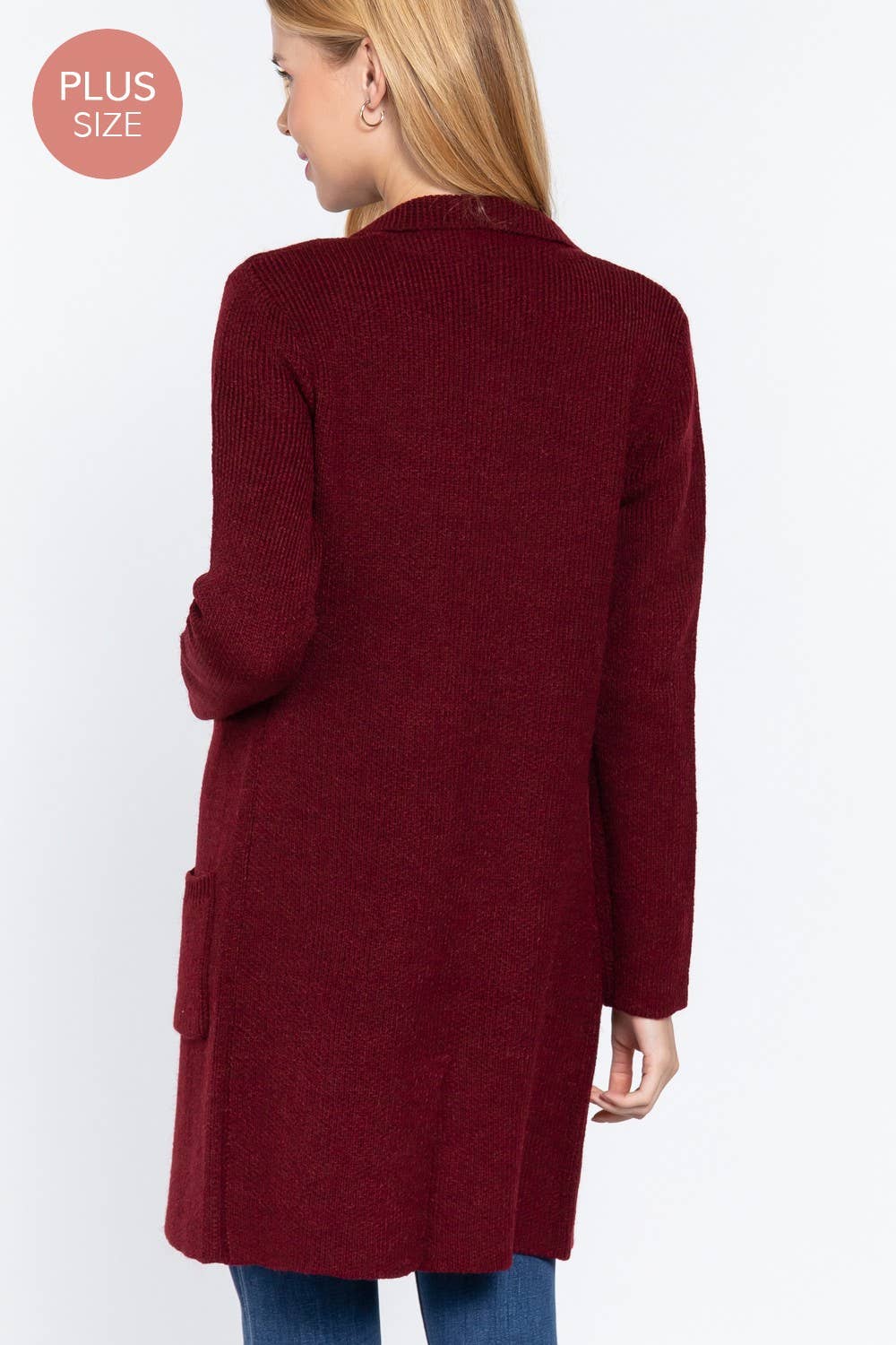 Active Basic | Active USA – wholesale Jacka - Dam – [PLUS SIZE] Långärmad tröjjacka med skårad krage10