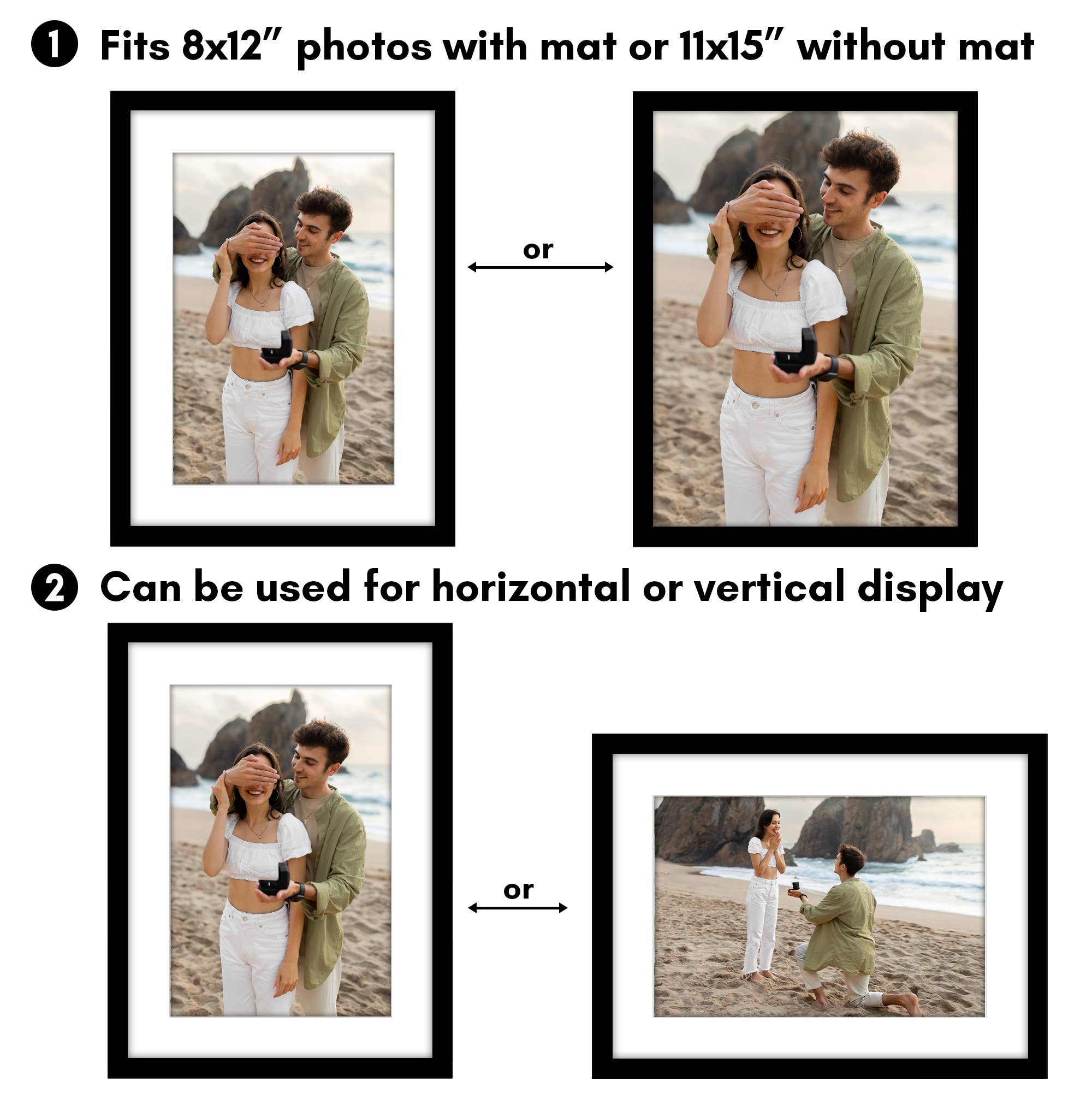 Americanflat - Wholesale Picture Frame - Americanflat 5 Pack Picture Frames With Mat Plexiglass Cover91