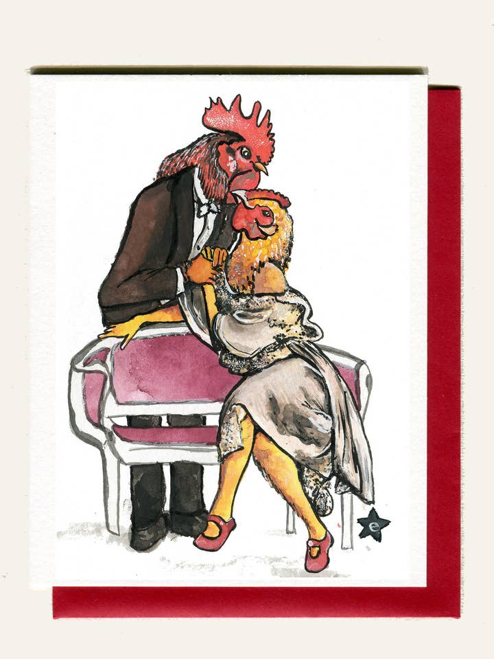 Mijn Geluksbrenger - Kippen Notitiekaart voor wholesale door Darling Illustrations