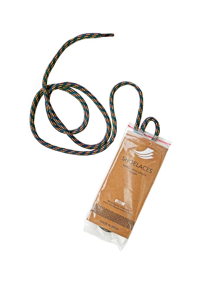 Rugby Unisex Mardi Gras Shoelaces for wholesale by Mardi Gras Creations