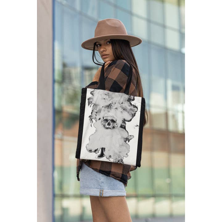 Tote bag crânio, tote bag estético, tote bag artsy, art tote bag, unique Quote, Tote bag Gothic, Vários tamanhos, envio gratuito, moto por atacado de Ambiguous Designs