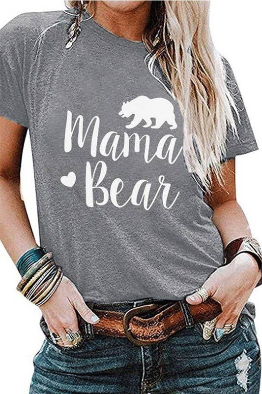Suzie Q USA – wholesale Screen printed t-shirt – Women′s – MAMA BEAR Printed Round Neck Short Sleeve T-Shirt4