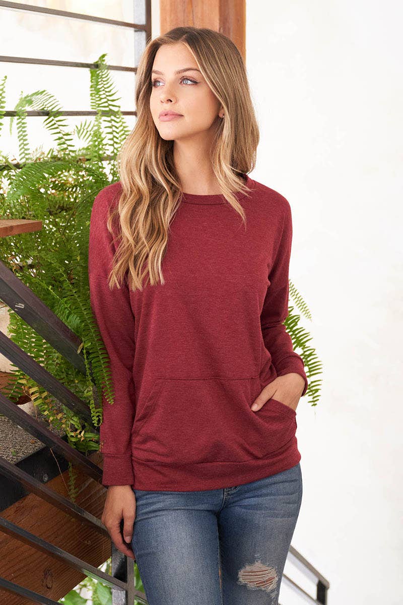 You & Me – wholesale Sweatshirt - Dam – PPT2063-LÅNGÄRMAD FRANSK FROTTÉ TOPP MED KÄNGURUFICKA3