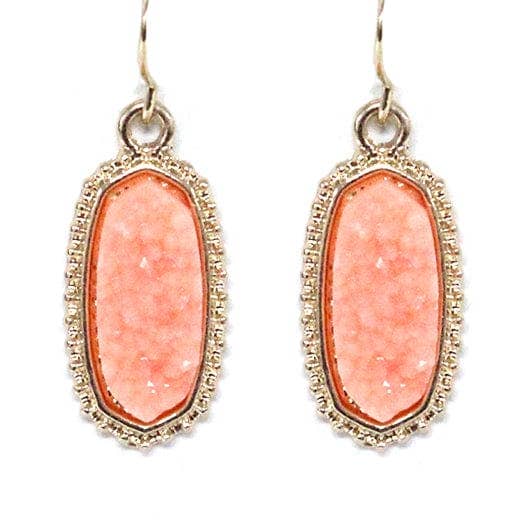 MiMi Wholesale - Vente Boucles d'oreilles pendantes - VE1442 Boucles d'oreilles pendantes ovales hexagonales en pierre druze3