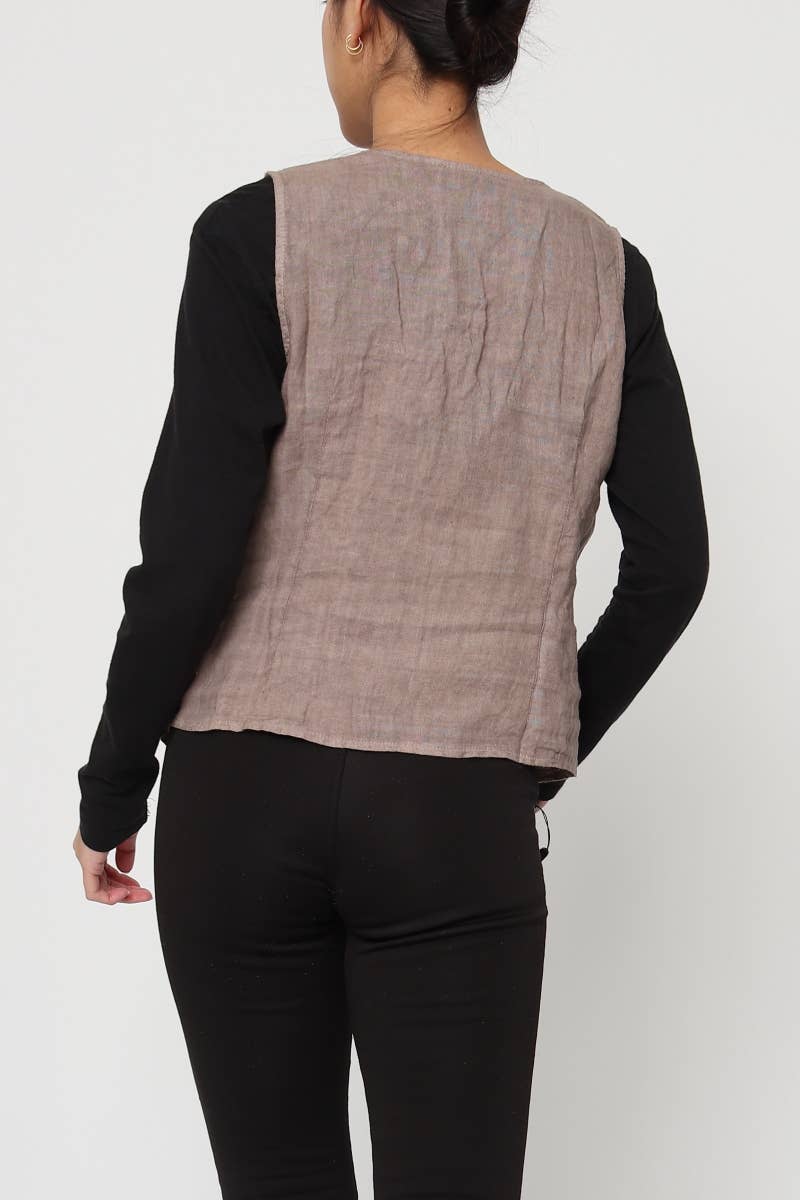 LÉA & LUC - Wholesale Button Down Shirt - Women's - Sleeveless shirt in 100% Linen REF. 514618