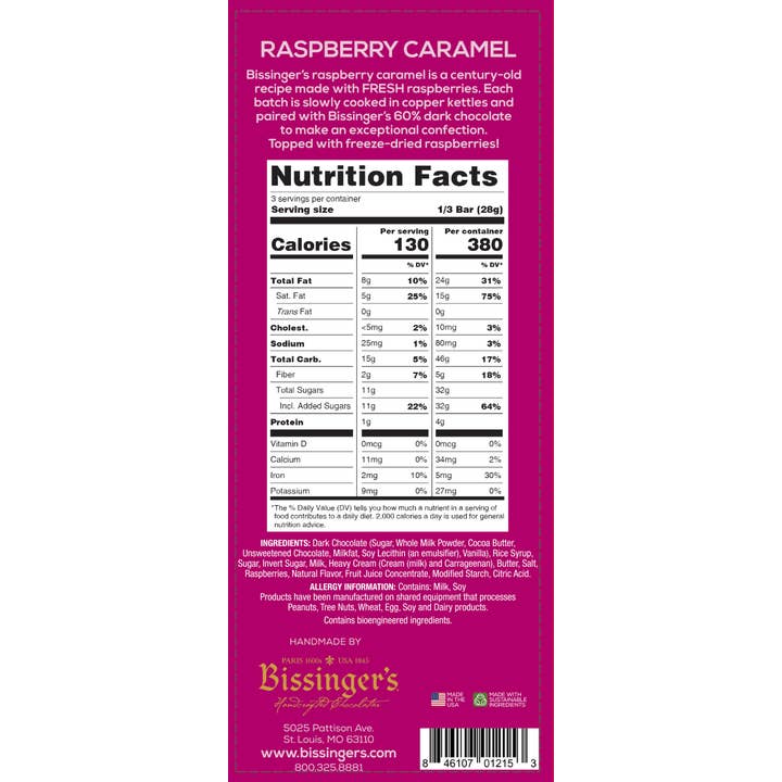 Bissinger's - Wholesale Chocolate Bar - Bissinger's Dark Raspberry Caramel Bar - 3 OZ1