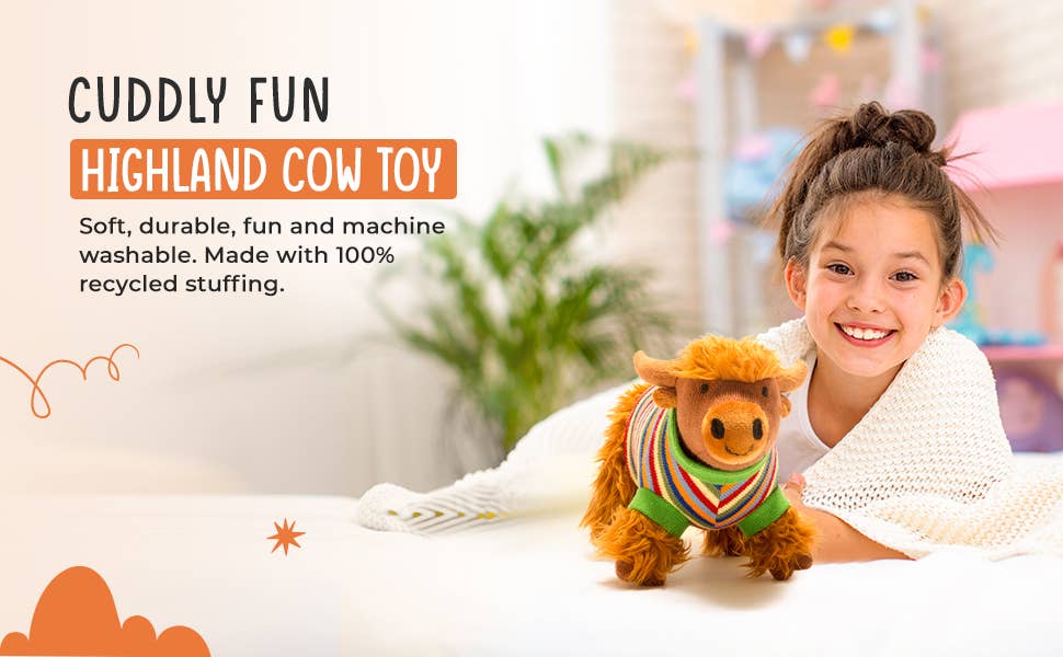 Best Years Ltd - Wholesale Stuffed/Plush Toy - Kids & Baby - Knitted Highland Cow Soft Toy in Stripe Jumper7