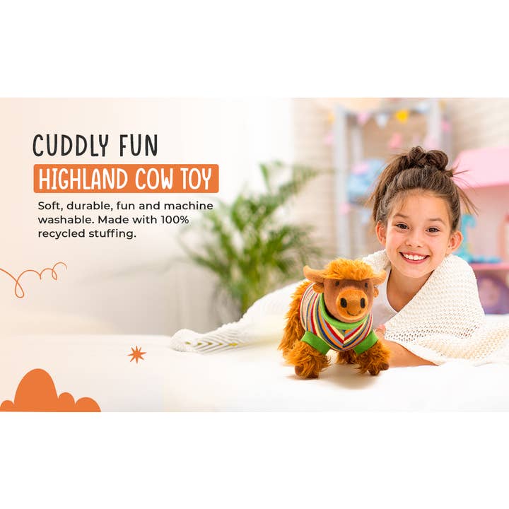 Best Years Ltd - Wholesale Stuffed/Plush Toy - Kids & Baby - Knitted Highland Cow Soft Toy in Stripe Jumper7