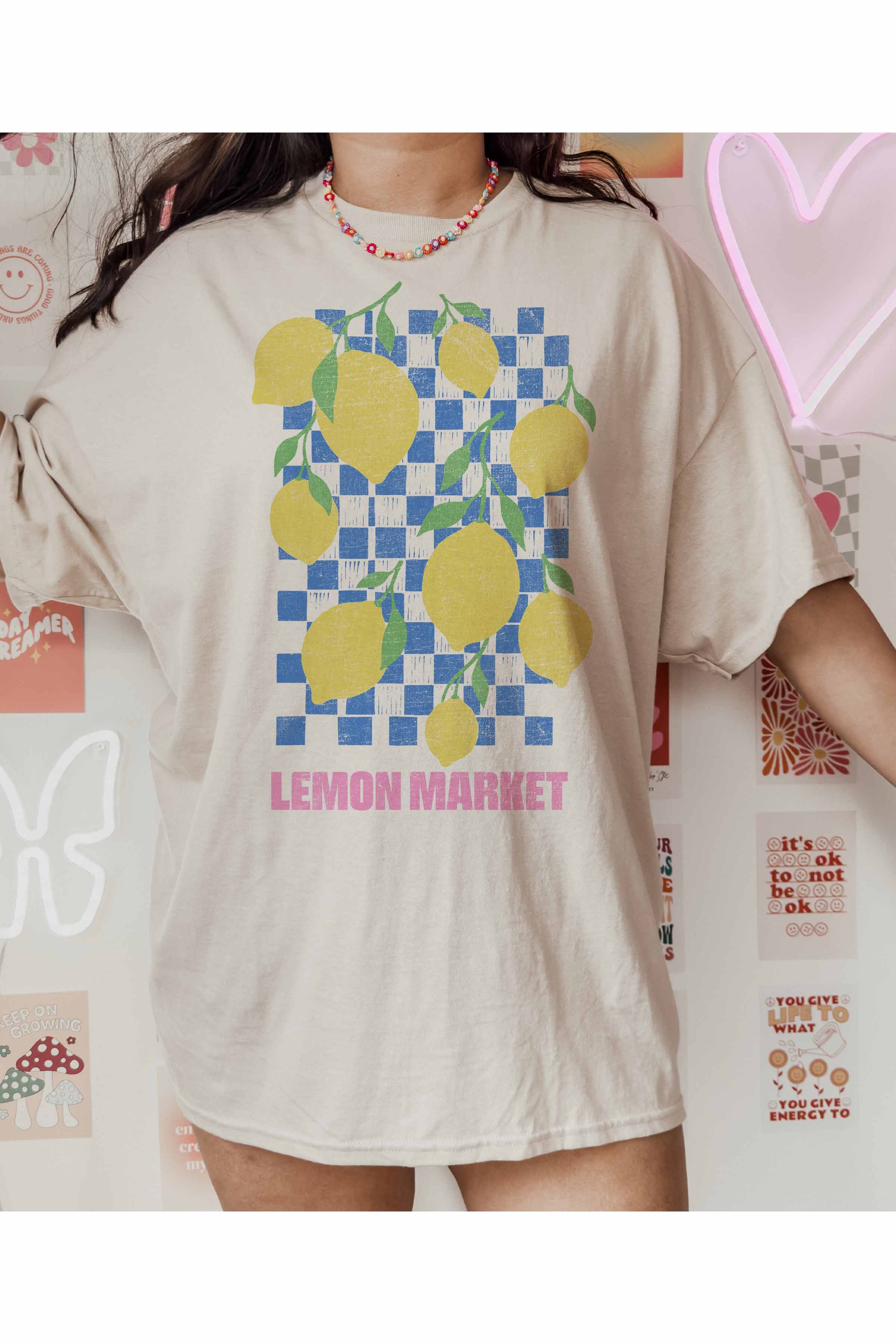 GOOD DAY STREET - Wholesale Screen Printed T-Shirt - Women's - [G1994X-OTS]-LEMON MARKET OVERSIZED TEE1
