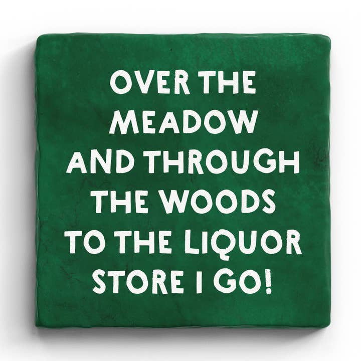 Au magasin d'alcools je vais - Dessous de verre en marbre (Noël) pour la vente par Paisley & Parsley