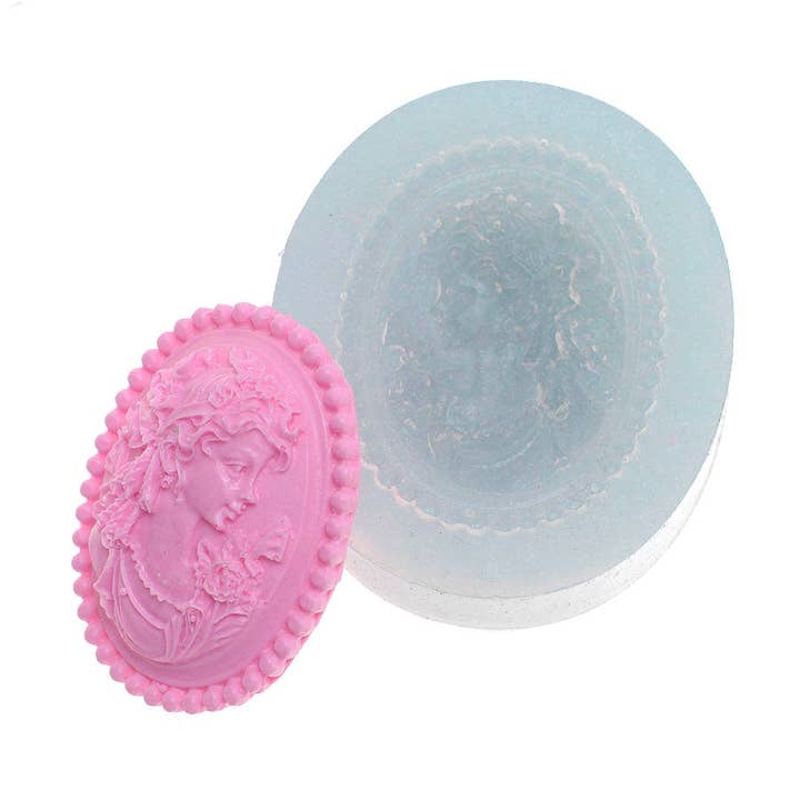 Large Victorian Cameo Brooch Silicone Mold for wholesale by Flexarte USA