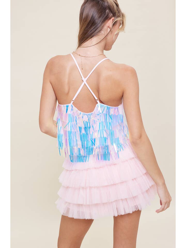 idem ditto - Vente Caraco – femme - CAMISOLE À SEQUINS TEXTURÉS ÉTINCELANTS AVEC DOS CROISÉ13