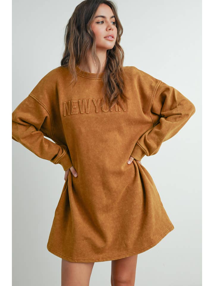 BUTTERMELON - Wholesale Dress - Women's - Tall Acid Wash Sweatshirt Dress - BMD753839