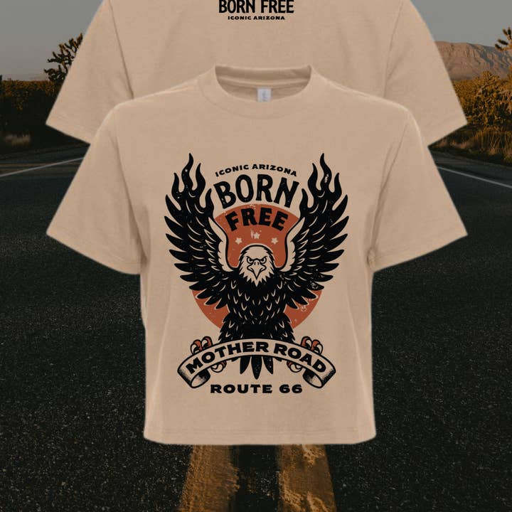 Born Free Ladies Boxy Crop - Route 66 for wholesale by Iconic Arizona