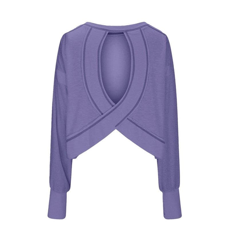 Sheer Trend – Engroshandel T-shirt – til kvinder – Enkel rygfri langærmet T-shirt2