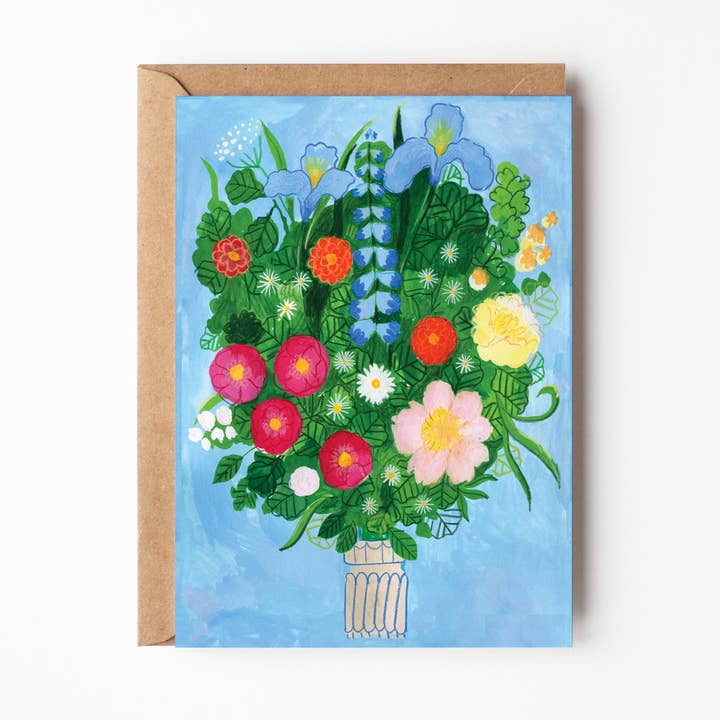 Biglietto di auguri con bouquet di fiori con busta per la vendita all'ingrosso da parte di viktorija illustration