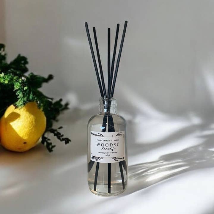 Fresh Lemon & Thyme Reed Diffuser for wholesale by Woodsy Homelife