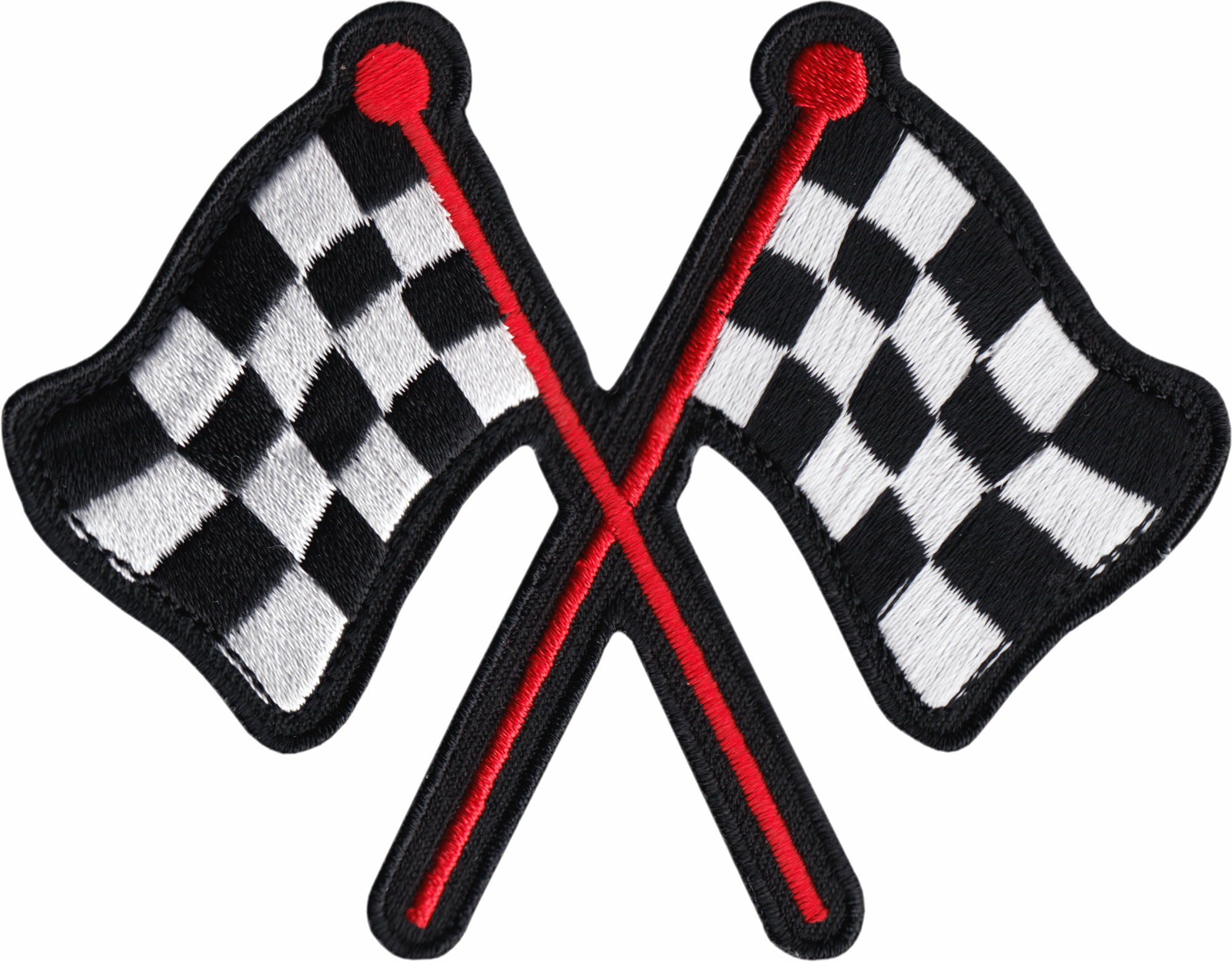 Square Deal Recordings & Supplies - Wholesale Patch - Patch - Flag - Crossed Checkered Racing - Black, White & Red0