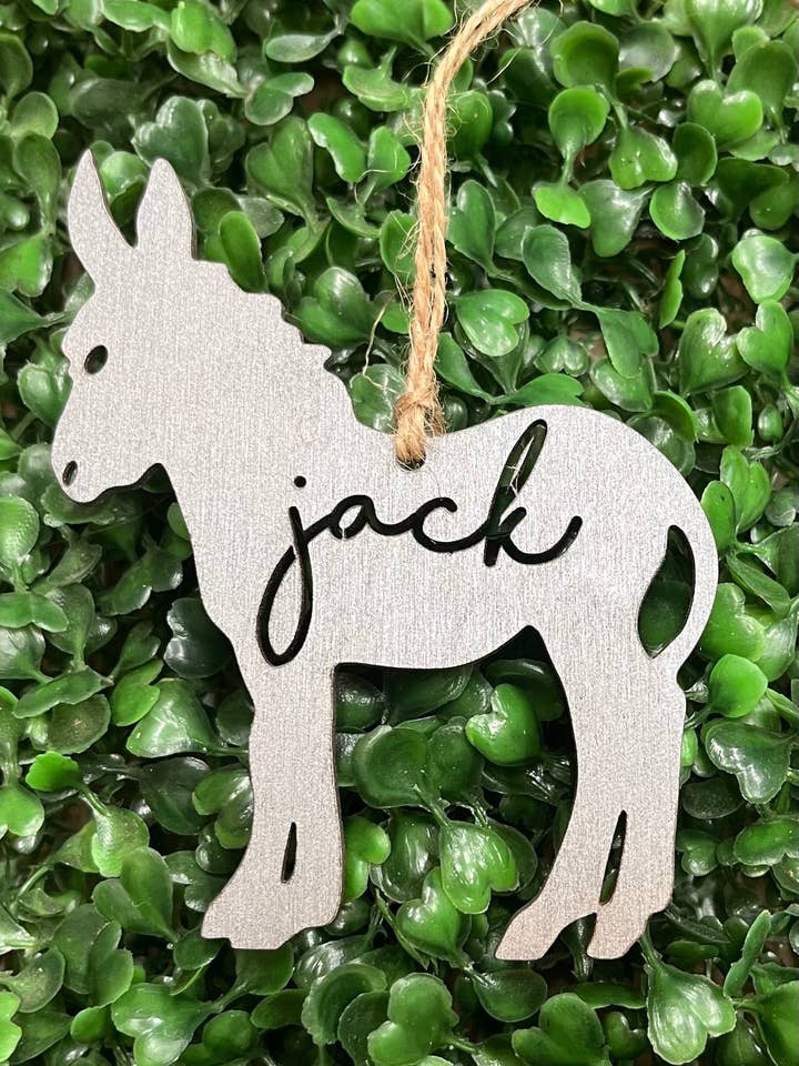 "Jack Ass" Donkey Christmas Ornament for wholesale by Three Busy Bees Creations