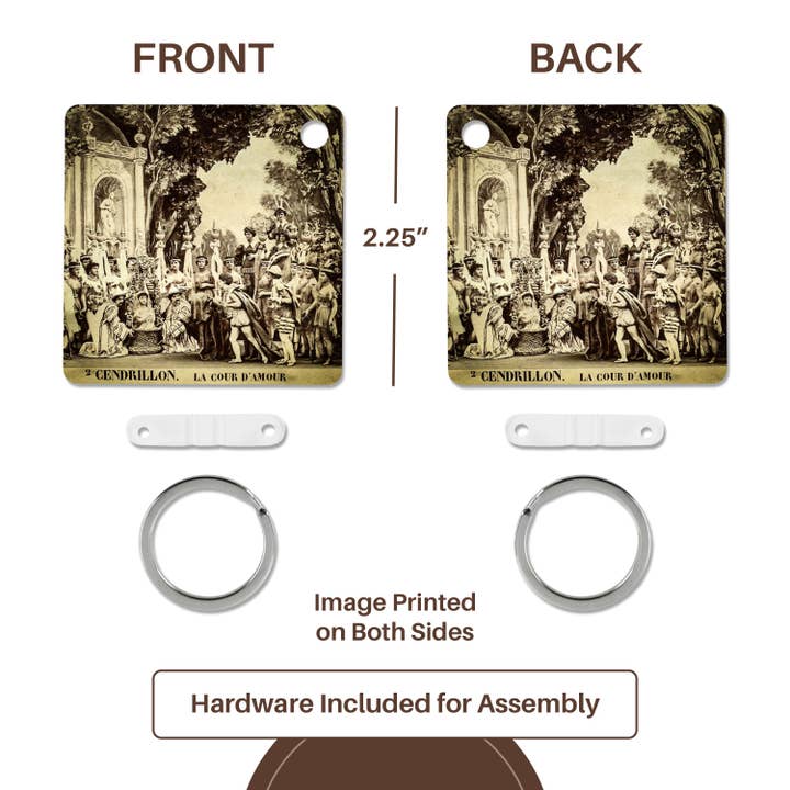 3dRose - Wholesale Keychain - Unisex - 3dRose, Adolphe Block B.K. Cinderella in the Court of Love Vintage 1860s, Key Chain4