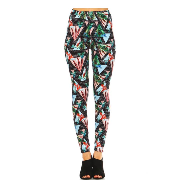 WOMENS CASUAL MULTI COLOR BRUSHED FULL LEGGINGS for wholesale by JHP Collection