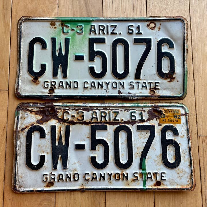 1961 Par de Matrículas Comerciais do Arizona por atacado de RusticPlates