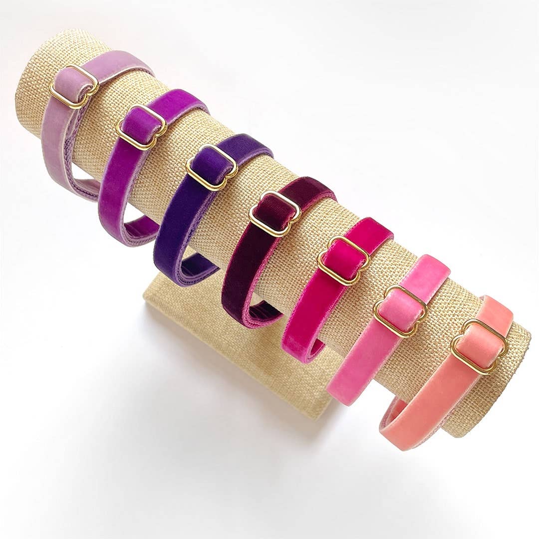 Made By Cleo - Wholesale Pet Collar - Cat - "Velvet - Azalea" - Magenta Pink Velvet Collar2