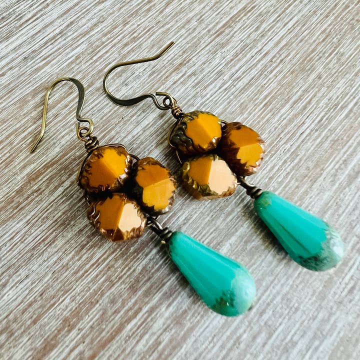 Vintage Style Beach Earrings In Autumn Pumpkin Shade for wholesale by Twist Style