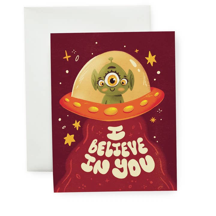 Crois en toi, extraterrestre - Carte de soutien illustrée pour la vente par Wallflower Studio Co.