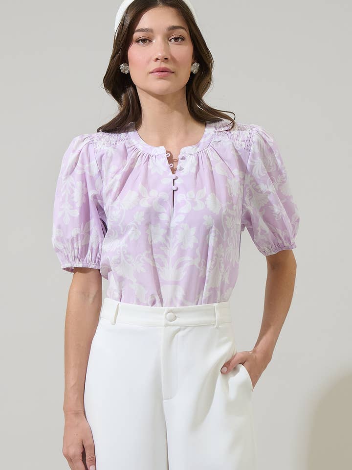 Emme Floral Zuri Smocked Top for wholesale by Sugarlips