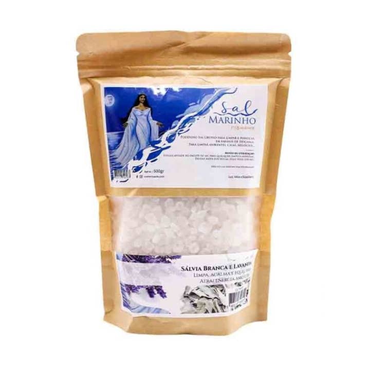 Sel de bain aux herbes sauge blanche et lavande 500 g pour la vente par EMTUACASA