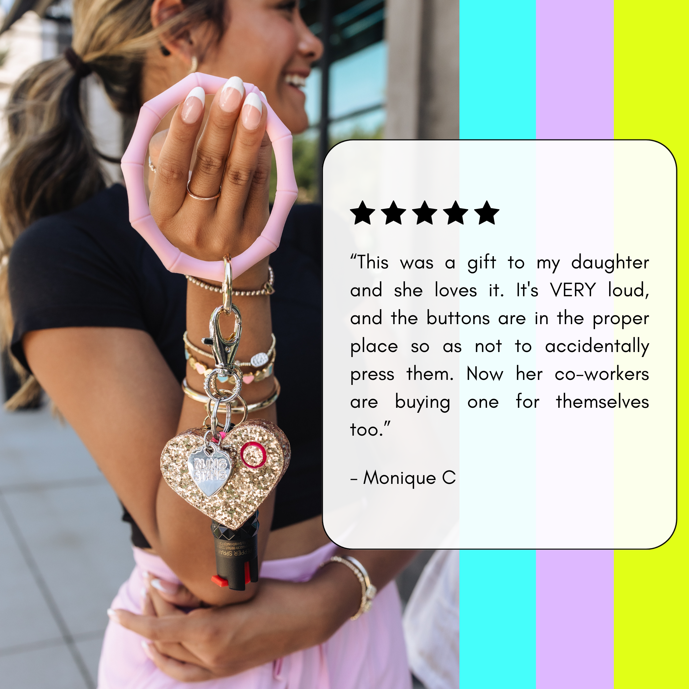 BLINGSTING - Wholesale Safety Alarm/Gear - Safety Alarm | Black Glitter Heart5