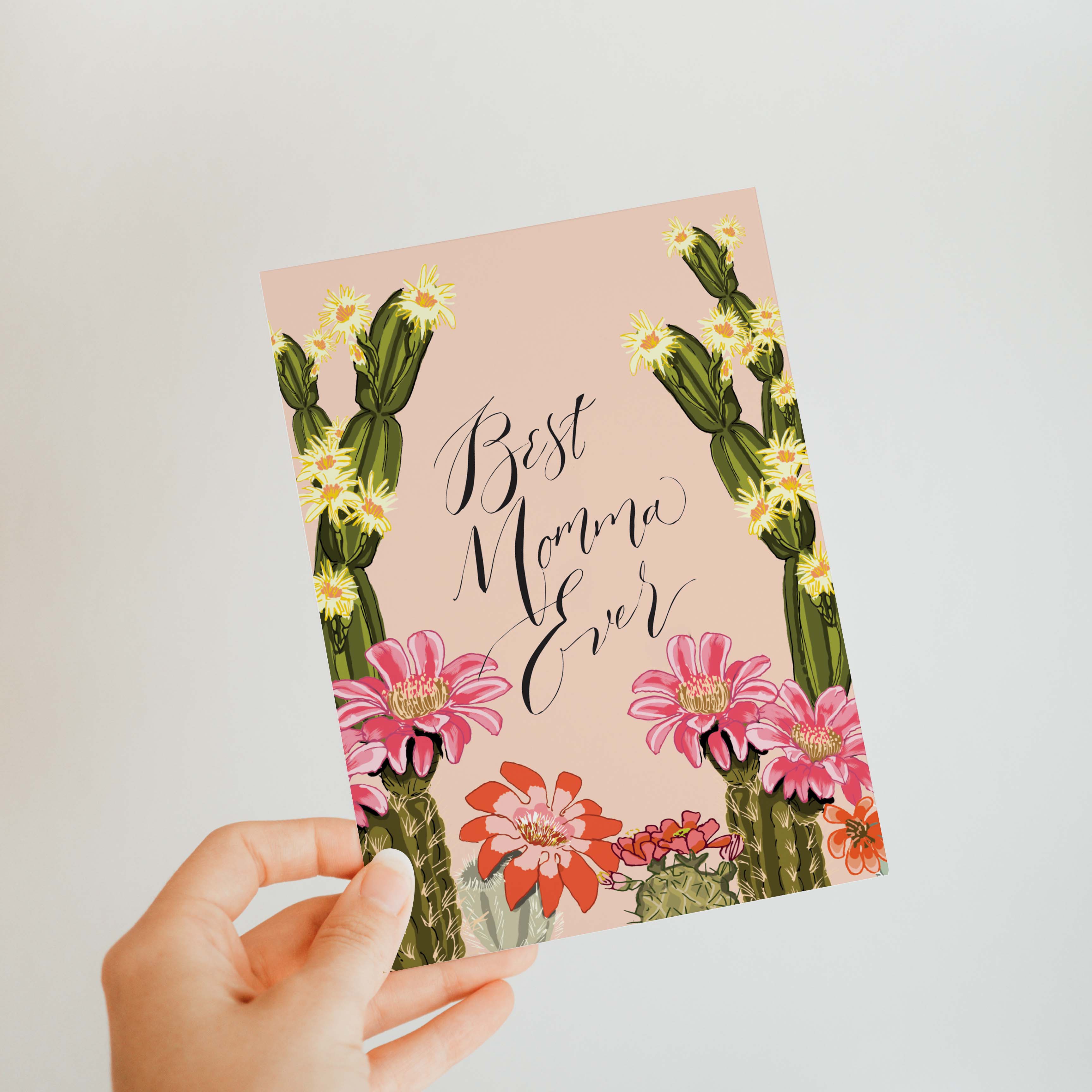Antiquaria - Venta al por mayor Tarjetas del Día de la Madre - Cactus Bloom Momma - Tarjeta de felicitación2