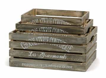 Bacon Basketware - Wholesale Basket - S/3 RECT WOOD CRATES0