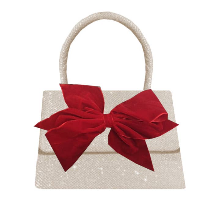 Peachy Pendants - Wholesale Top Handle Bag - Women's - Sparkle Purse - with Red Velvet Bow