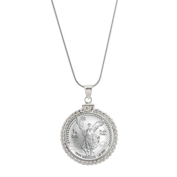 Silver Mexican Libertad Coin Sterling Silver Necklace for wholesale by American Coin Treasures