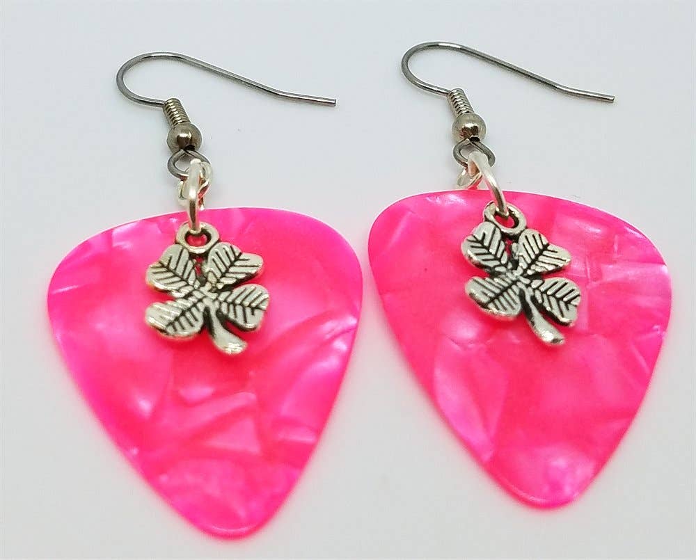 Simply Raevyn - Wholesale Dangle Earrings - Small Shamrock Charm Guitar Pick Earrings1