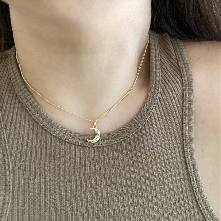 Amady Jewelry - Wholesale Pendant/Charm Necklace - Crescent Half Moon 18K gold filled necklace waterproof