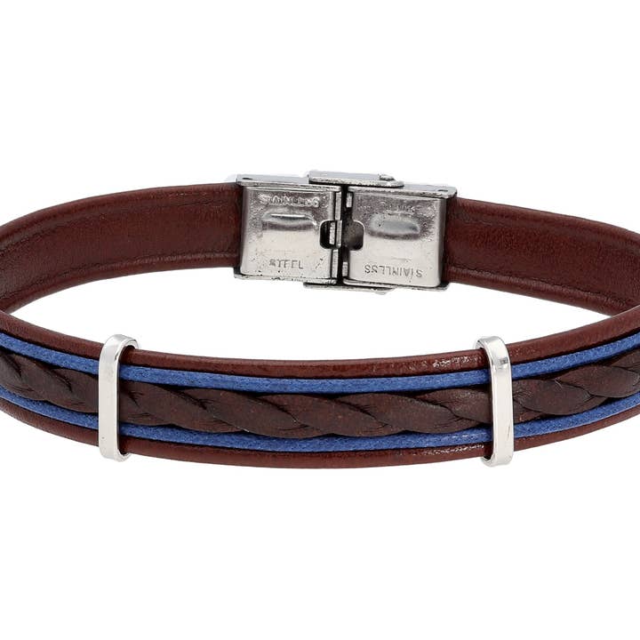 Bracelet en cuir et acier 61 pour la vente par Liska