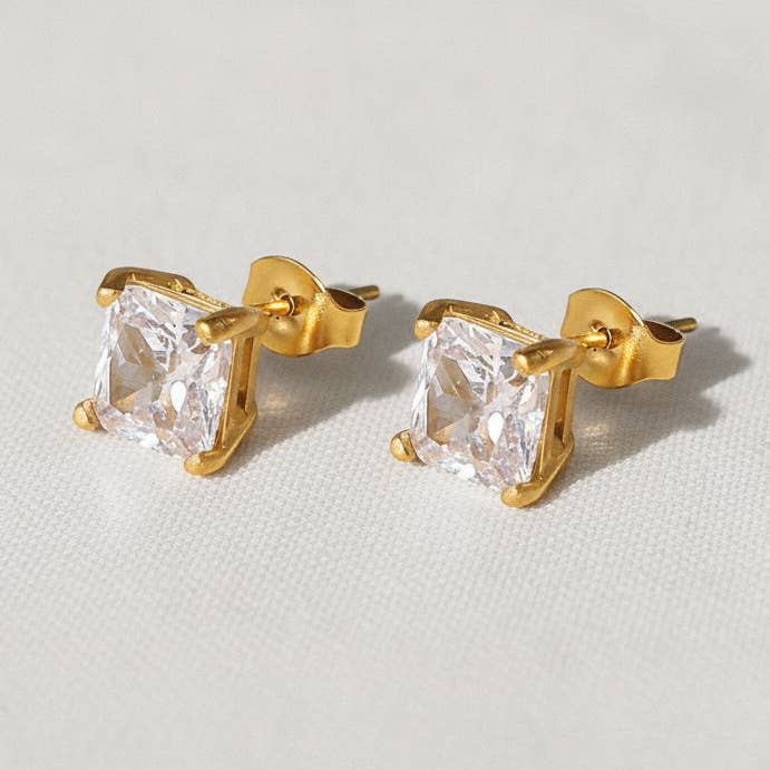 Square Stone Stud Earrings with Elegant Design for wholesale by paperln