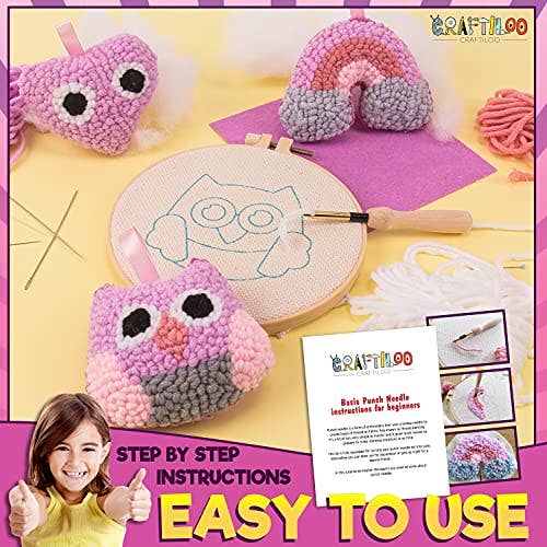 Craftiloo - Wholesale Embroidery/Cross Stitch Supplies - 3Pcs of Embroidery Punch Needle kit for kids 7