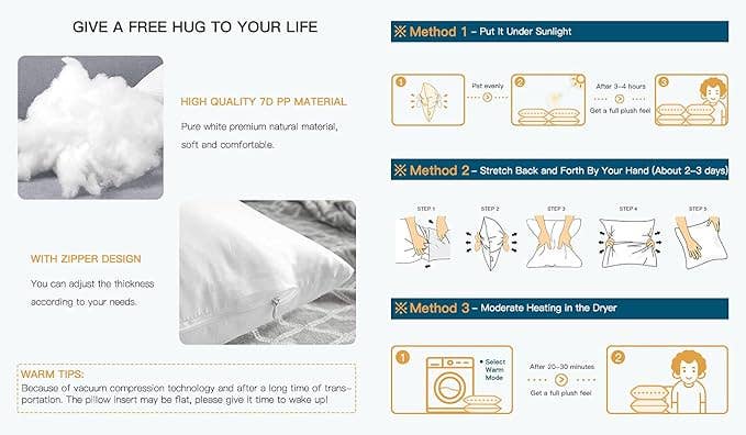 Eyda Homes - Vente Inserts d'oreiller - Coussins de Forme Premium3