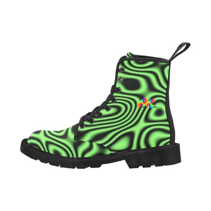 White Lime Chaos Men's Lace-up Canvas Rave Boots for wholesale on Faire