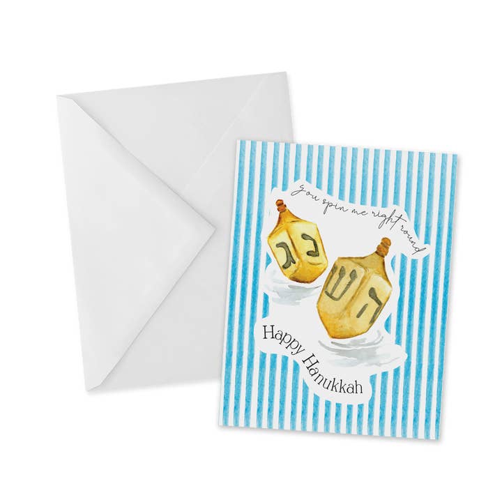 You Spin Me Right Round, Hanukkah Greeting Card for wholesale by mad paperie