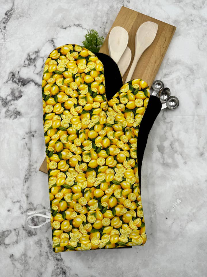 Oven Mitts Lemons. One PAIR of oven mitts. for wholesale by MS Creations