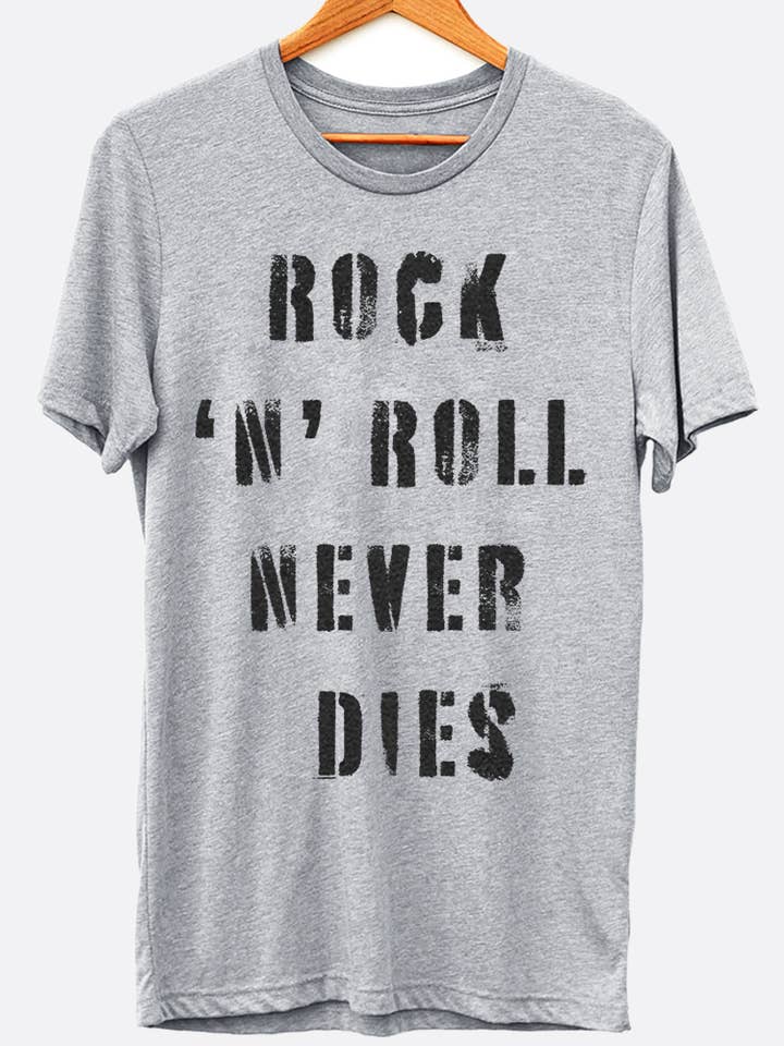 Johnny Threads - Wholesale Screen Printed T-Shirt - Women's - Rock 'N' Roll Never Dies Graphic Tee Shirt1