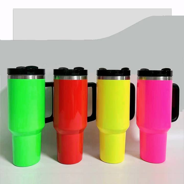 Candles Meta - Wholesale Insulated Mug/Tumbler - 40oz Fluorescent Colored Surface Stainless Steel Tumblers