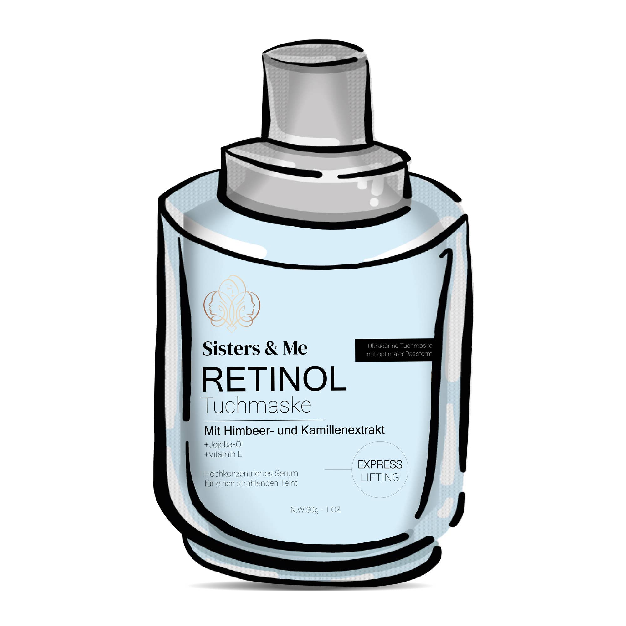 Sisters & Me GmbH – Großhandel Gesichtsmaske – 5X RETINOL TUCHMASKE MIT HIMBEER- UND KAMILLENEXTRAKT2