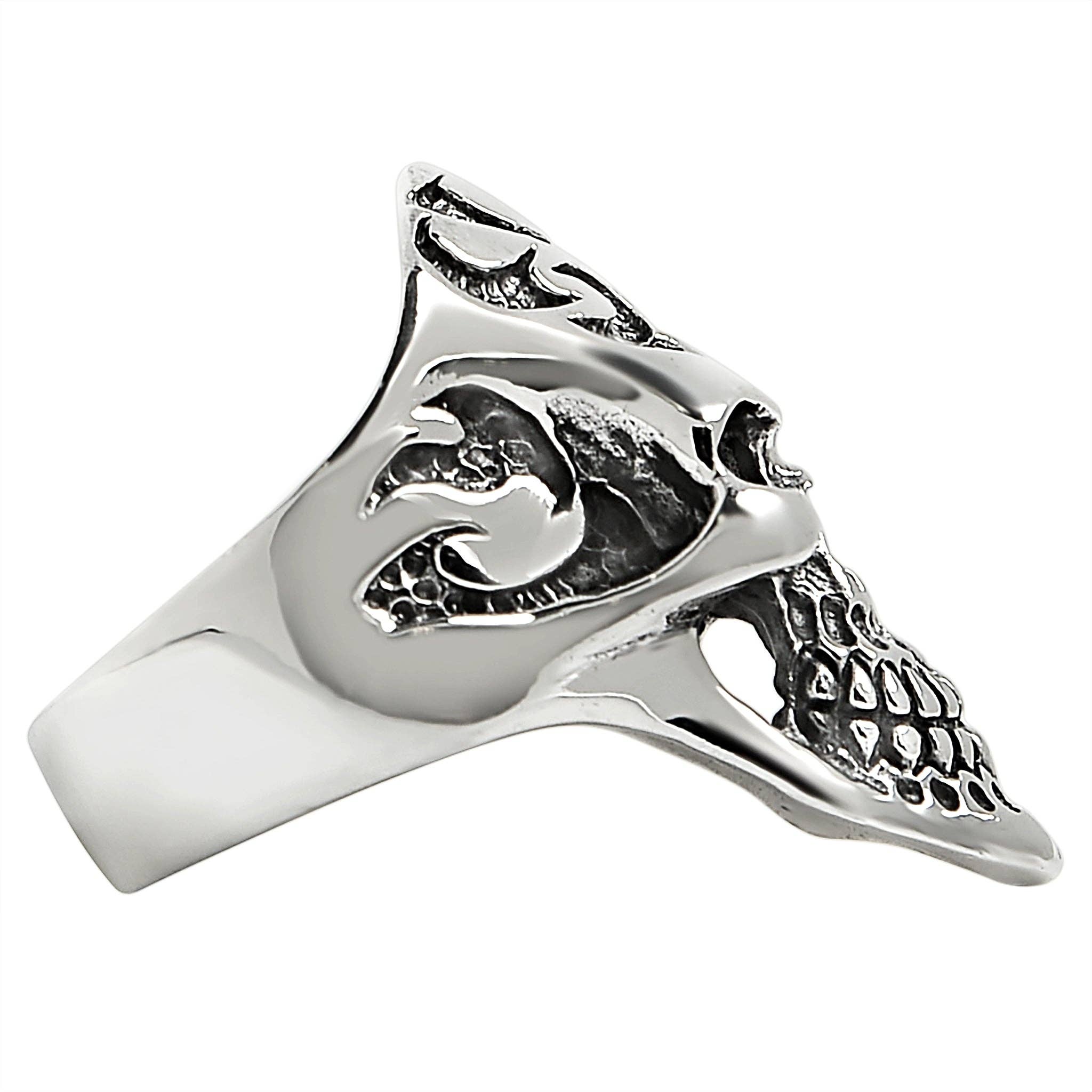 WJW – wholesale Cocktail/statement ring – Sterling Silver Flaming Skull Ring2